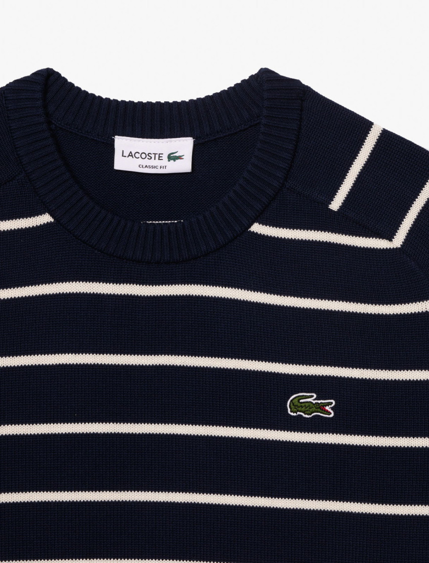 Lacoste Erkek Regular Fit Bisiklet Yaka Çizgili Lacivert Kazak Lacoste Erkek Regular Fit Bisiklet Yaka Çizgili Lacivert Kazak