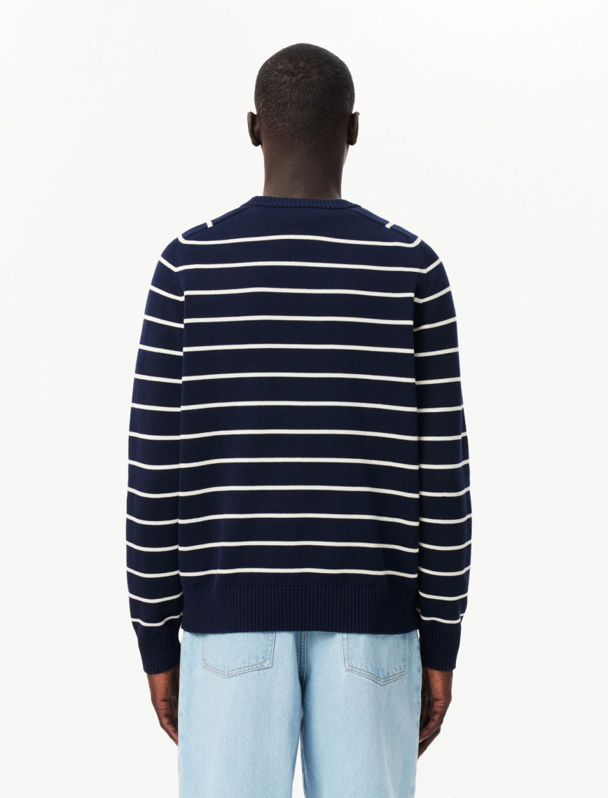 Lacoste Erkek Regular Fit Bisiklet Yaka Çizgili Lacivert Kazak Lacoste Erkek Regular Fit Bisiklet Yaka Çizgili Lacivert Kazak