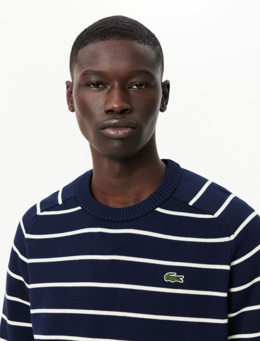 Lacoste Erkek Regular Fit Bisiklet Yaka Çizgili Lacivert Kazak Lacoste Erkek Regular Fit Bisiklet Yaka Çizgili Lacivert Kazak