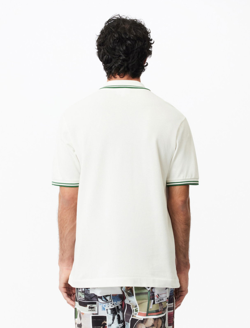 Lacoste L.12.12 Erkek Classic Fit Baskılı Bej Polo Lacoste L.12.12 Erkek Classic Fit Baskılı Bej Polo