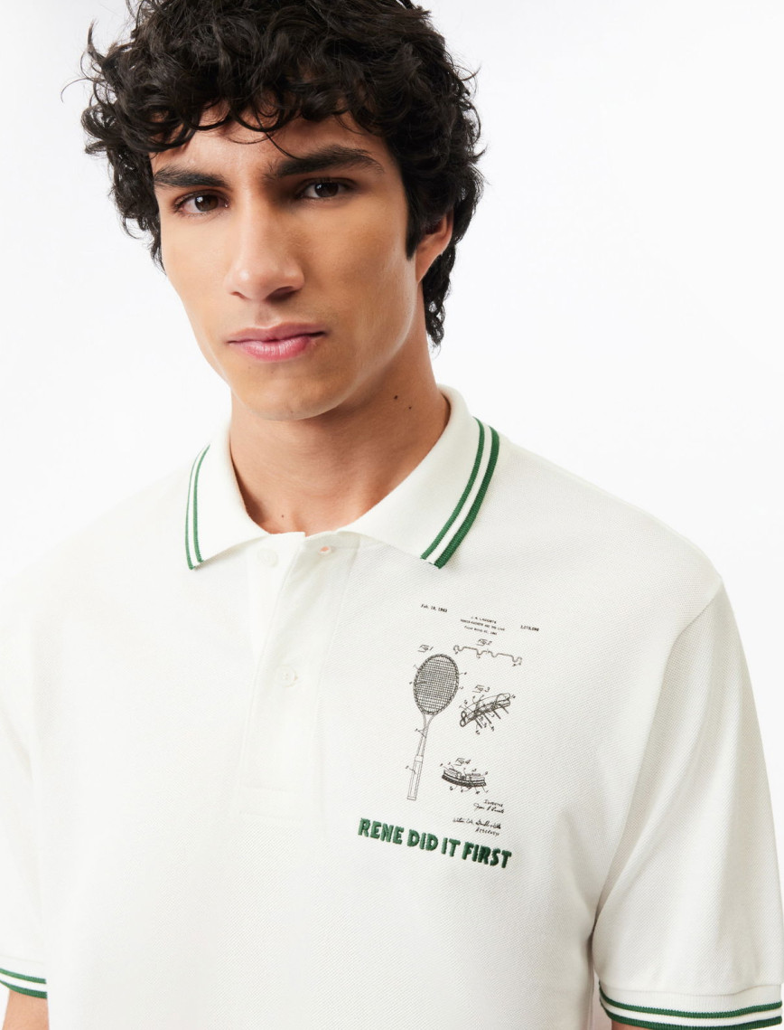 Lacoste L.12.12 Erkek Classic Fit Baskılı Bej Polo Lacoste L.12.12 Erkek Classic Fit Baskılı Bej Polo