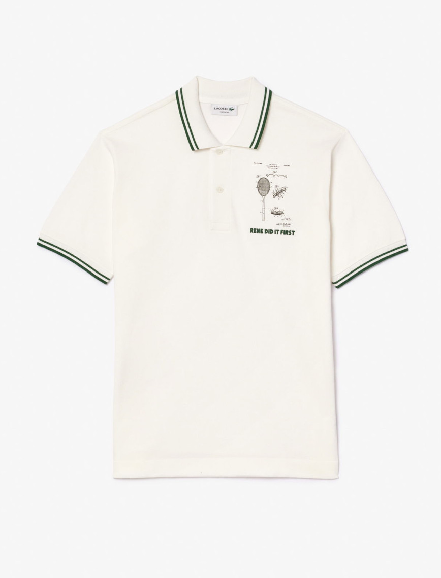 Lacoste L.12.12 Erkek Classic Fit Baskılı Bej Polo Lacoste L.12.12 Erkek Classic Fit Baskılı Bej Polo