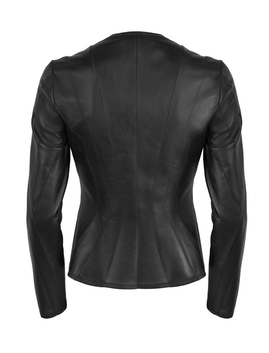 Bienna Siyah Kadın Panelli Deri Ceket Bienna Siyah Kadın Panelli Deri Ceket