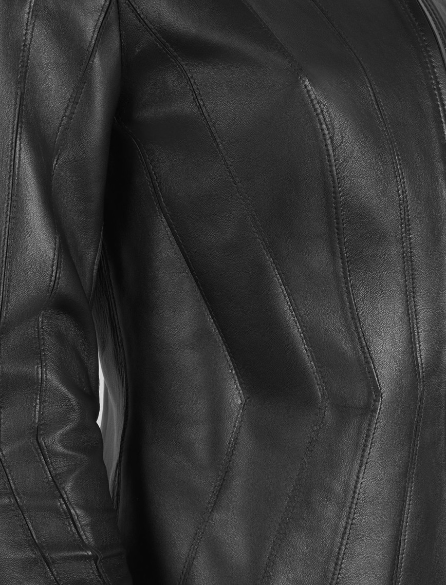 Bienna Siyah Kadın Panelli Deri Ceket Bienna Siyah Kadın Panelli Deri Ceket