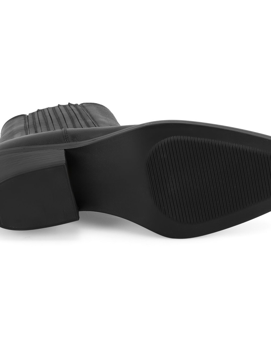 Kadın Siyah Topuklu Deri Kovboy Botu Kadın Siyah Topuklu Deri Kovboy Botu