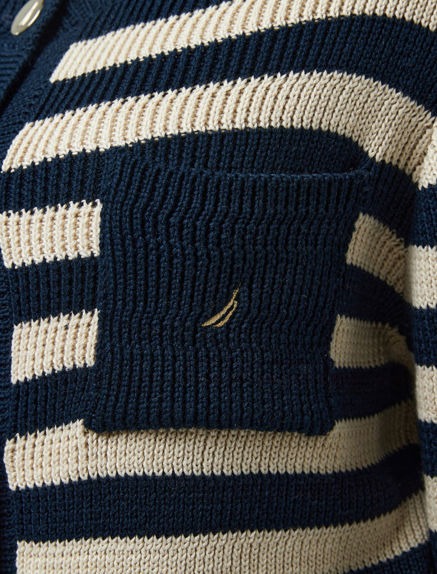 Nautica Kadın Lacivert Çizgili Regular Fit Triko Hırka Nautica Kadın Lacivert Çizgili Regular Fit Triko Hırka