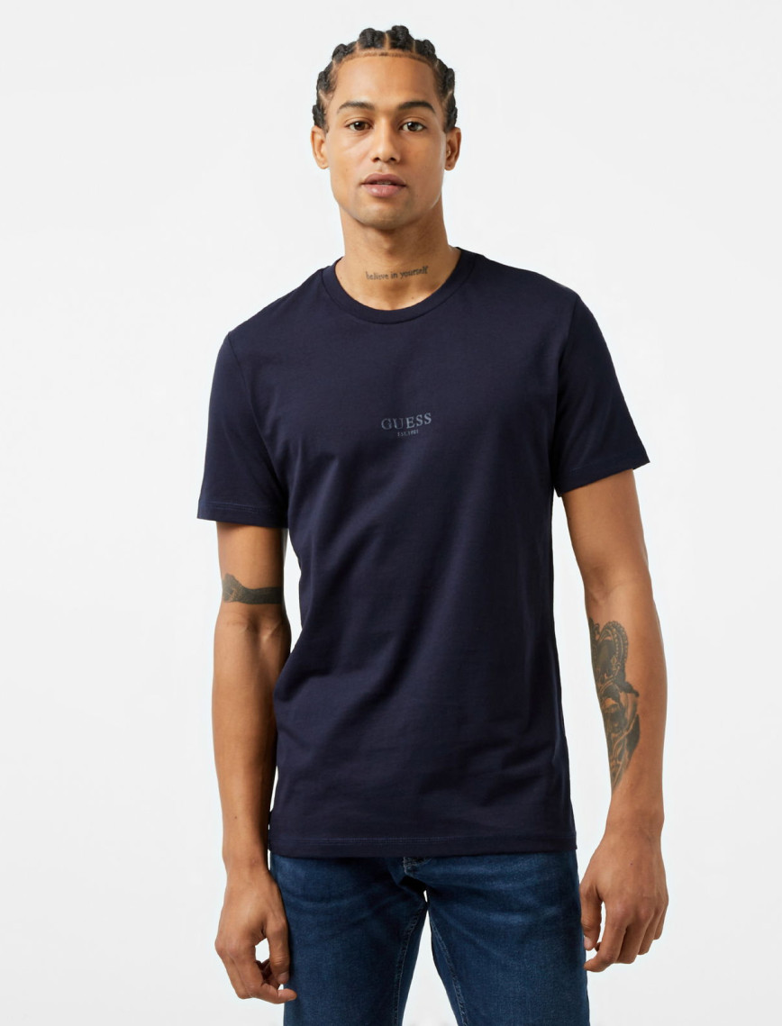 Guess Mid Organic Stream Jersey 180 Erkek Siyah T-Shirt Guess Mid Organic Stream Jersey 180 Erkek Siyah T-Shirt