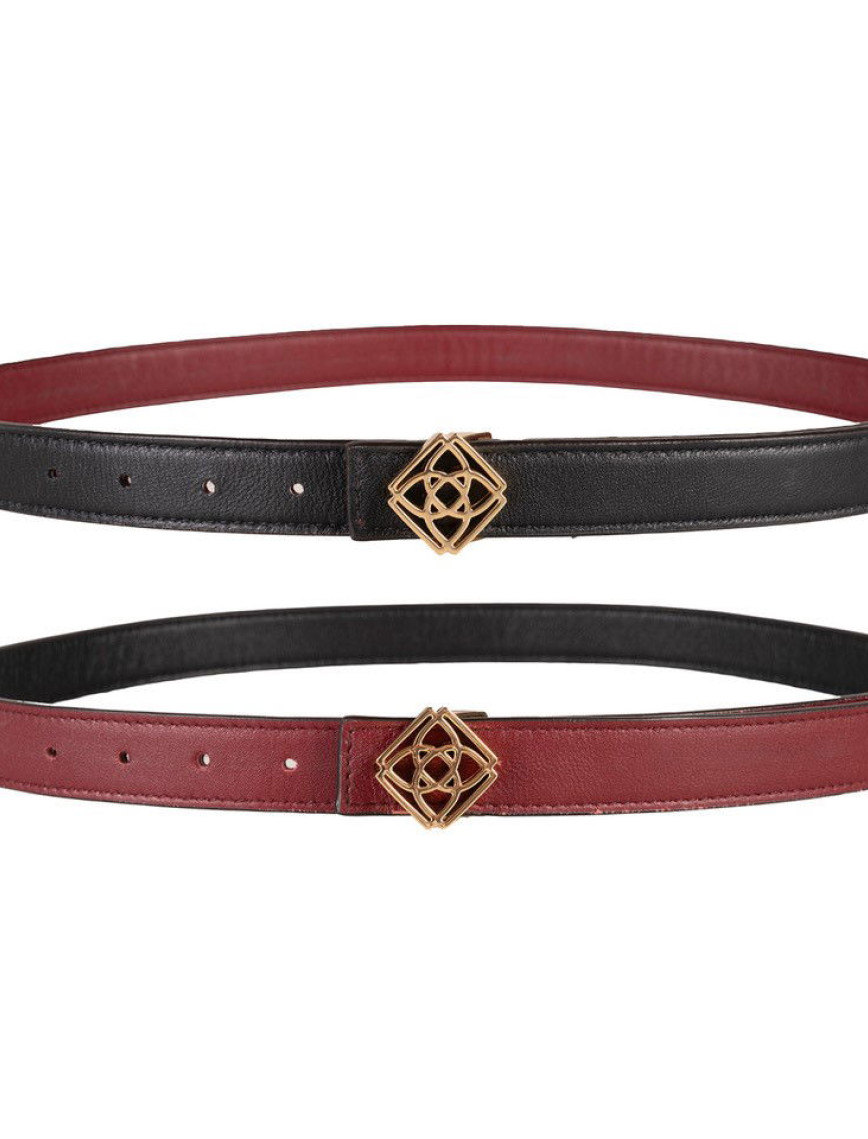 Kieran Bordo Kadın Çift Taraflı Deri Kemer