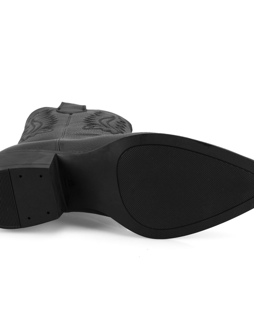 Noa Siyah Kadın Desenli Deri Kovboy Çizmesi Noa Siyah Kadın Desenli Deri Kovboy Çizmesi