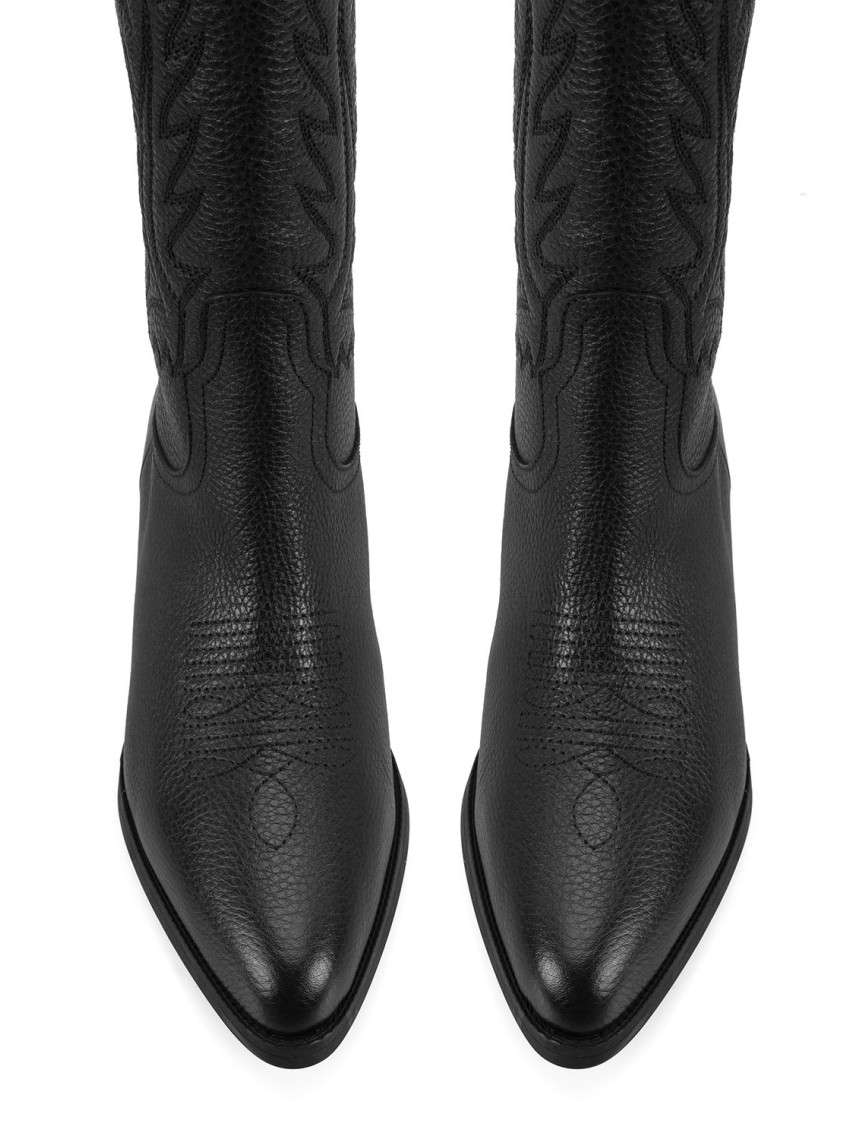 Noa Siyah Kadın Desenli Deri Kovboy Çizmesi Noa Siyah Kadın Desenli Deri Kovboy Çizmesi