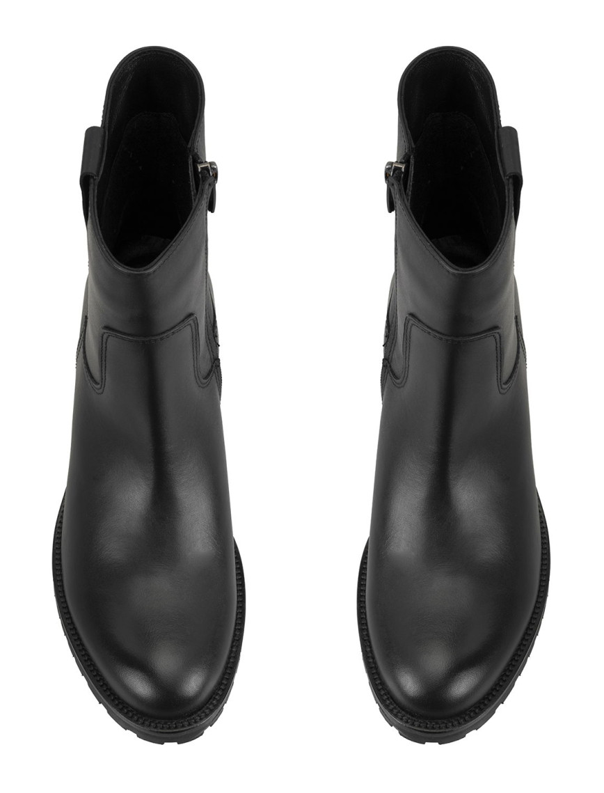 Kadın Siyah Topuklu Deri Bot Kadın Siyah Topuklu Deri Bot