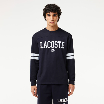 Lacoste Erkek Classic Fit Uzun Kollu Bisiklet Yaka Baskılı Siyah T-Shirt Lacoste Erkek Classic Fit Uzun Kollu Bisiklet Yaka Baskılı Siyah T-Shirt