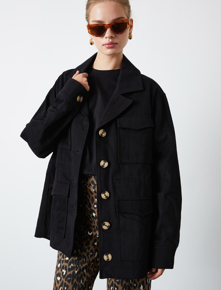 Cep Detaylı Gabardin Ceket Cep Detaylı Gabardin Ceket