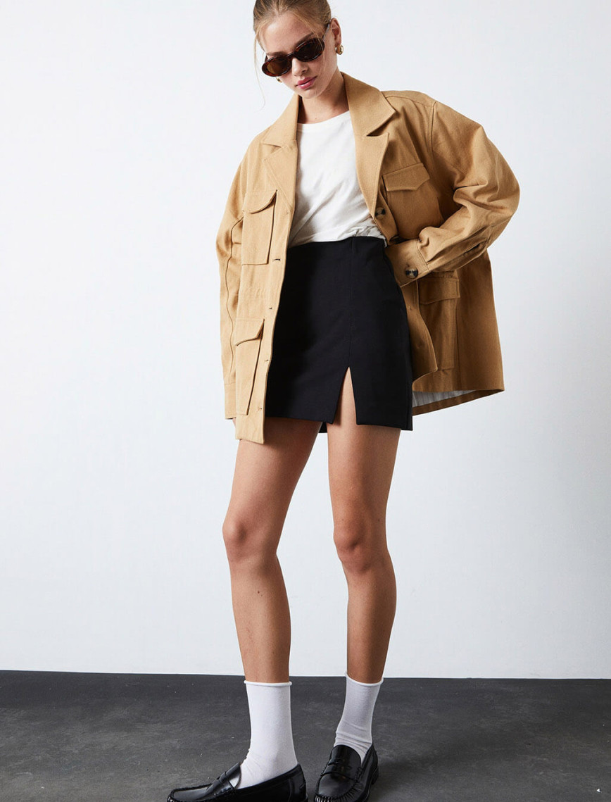 Cep Detaylı Gabardin Ceket Cep Detaylı Gabardin Ceket