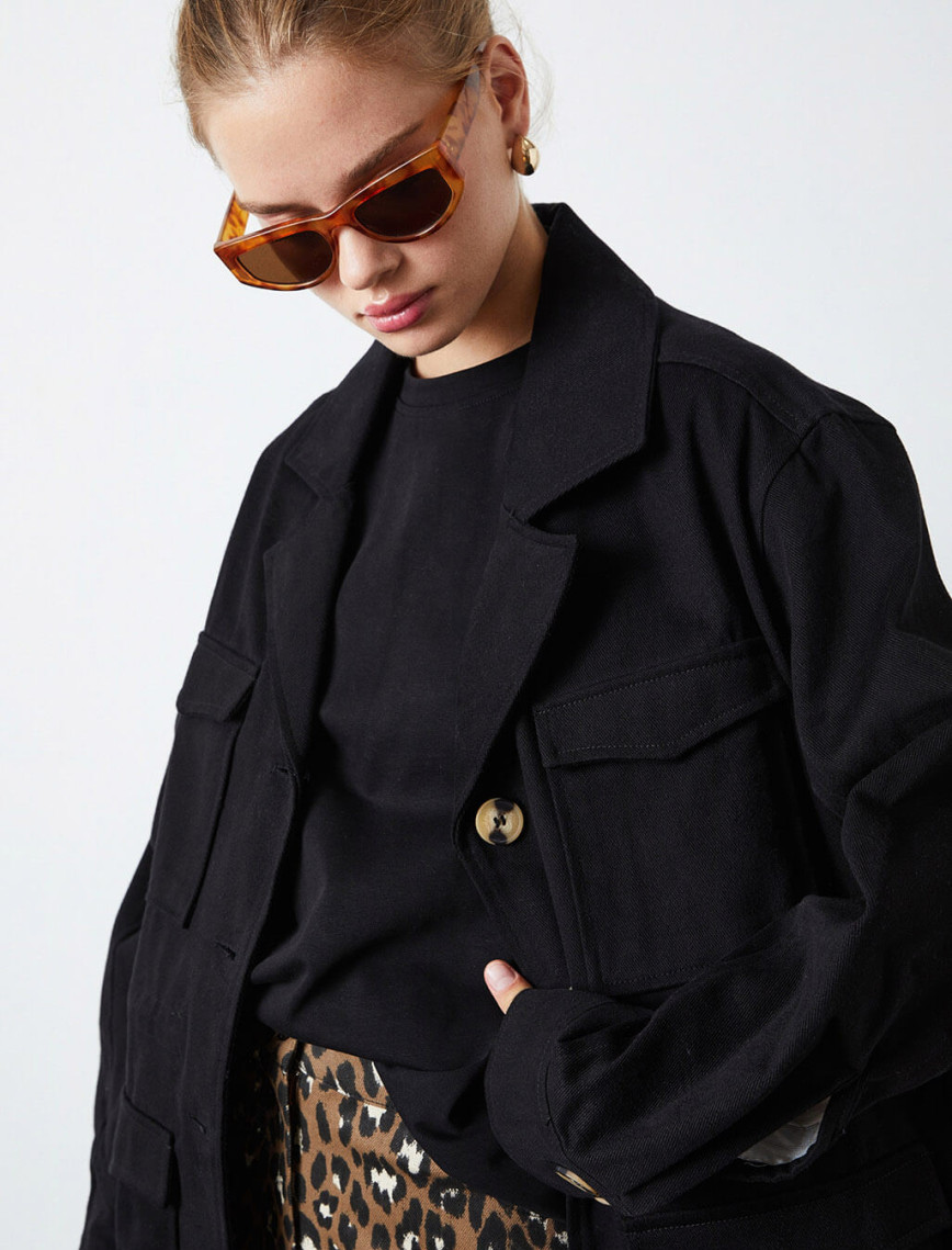 Cep Detaylı Gabardin Ceket Cep Detaylı Gabardin Ceket