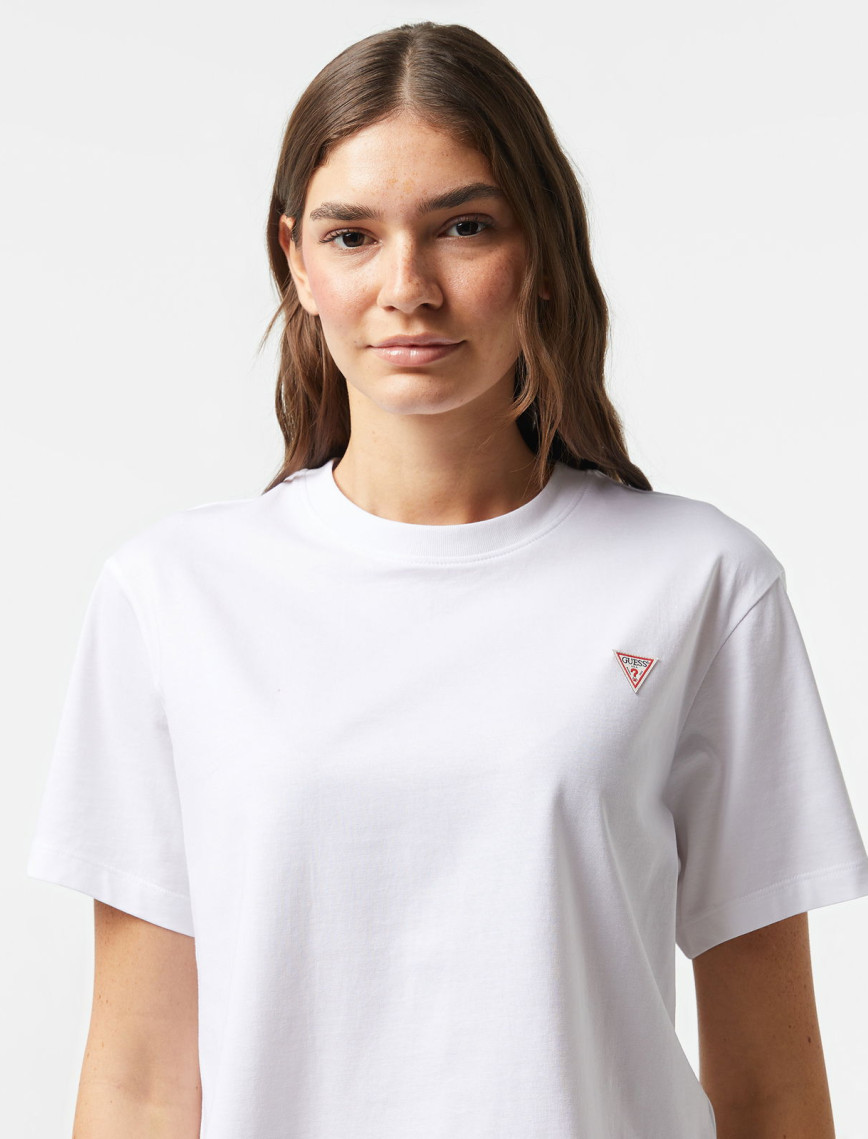 Guess Boxy Mini Organic Cotton 160Gsm Kadın Beyaz T-Shirt Guess Boxy Mini Organic Cotton 160Gsm Kadın Beyaz T-Shirt