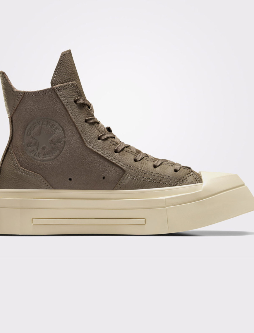 Converse Chuck 70 De Luxe Squared Unisex Haki Deri Platform Sneaker Converse Chuck 70 De Luxe Squared Unisex Haki Deri Platform Sneaker