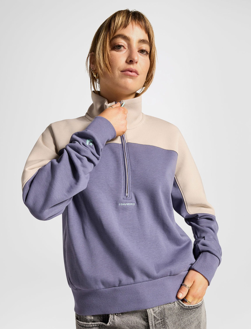 Converse Wordmark 1/2 Zip Kadın Mor Sweatshirt Converse Wordmark 1/2 Zip Kadın Mor Sweatshirt