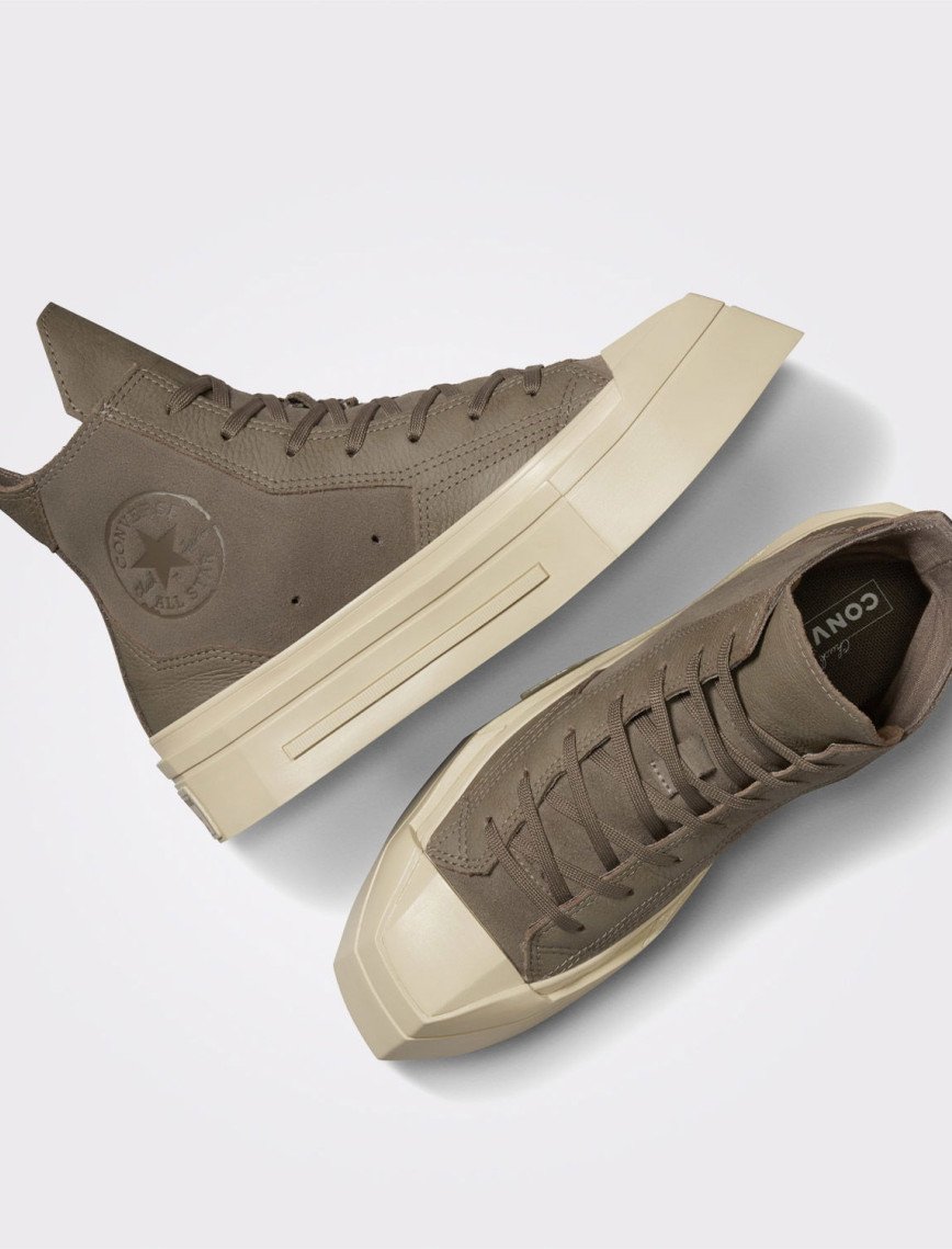 Converse Chuck 70 De Luxe Squared Unisex Haki Deri Platform Sneaker Converse Chuck 70 De Luxe Squared Unisex Haki Deri Platform Sneaker