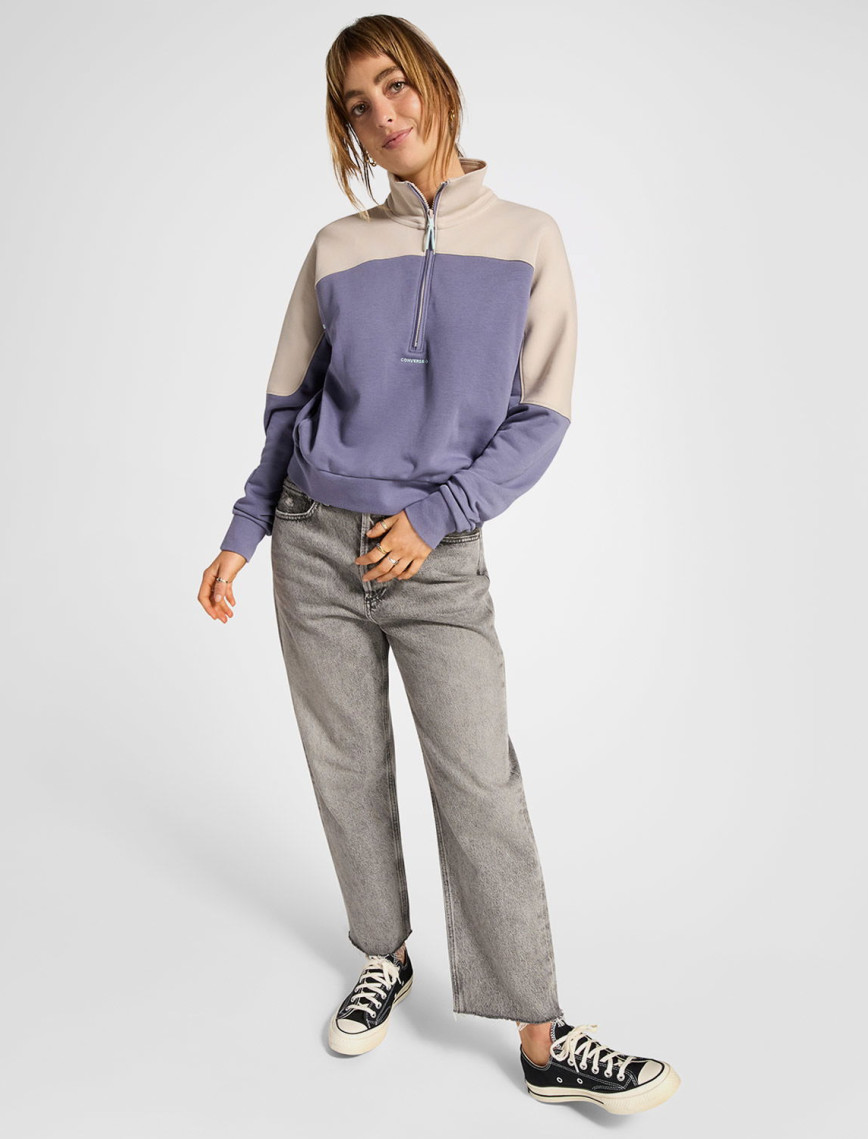 Converse Wordmark 1/2 Zip Kadın Mor Sweatshirt Converse Wordmark 1/2 Zip Kadın Mor Sweatshirt