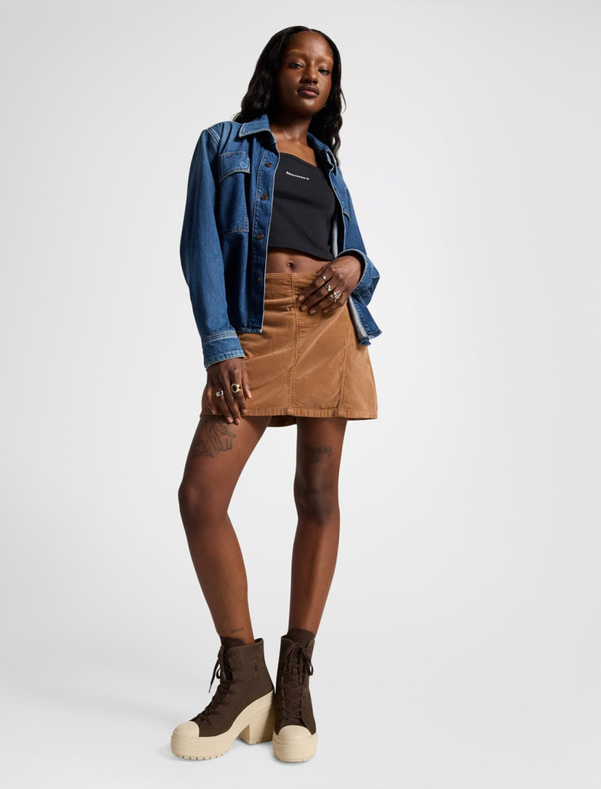 Converse Chuck 70 De Luxe Heel Unisex Kahverengi Deri Platform Sneaker Converse Chuck 70 De Luxe Heel Unisex Kahverengi Deri Platform Sneaker