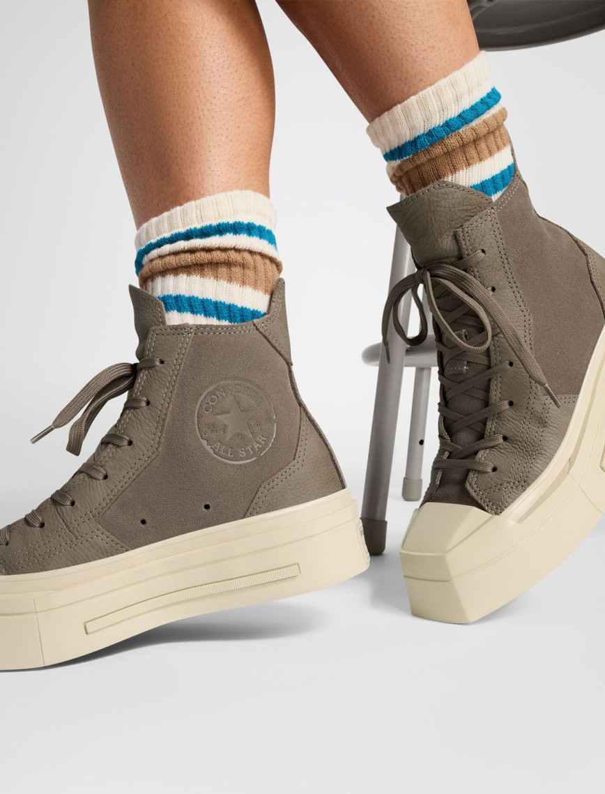 Converse Chuck 70 De Luxe Squared Unisex Haki Deri Platform Sneaker Converse Chuck 70 De Luxe Squared Unisex Haki Deri Platform Sneaker