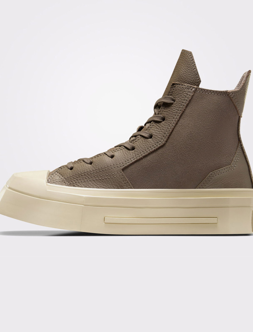 Converse Chuck 70 De Luxe Squared Unisex Haki Deri Platform Sneaker Converse Chuck 70 De Luxe Squared Unisex Haki Deri Platform Sneaker