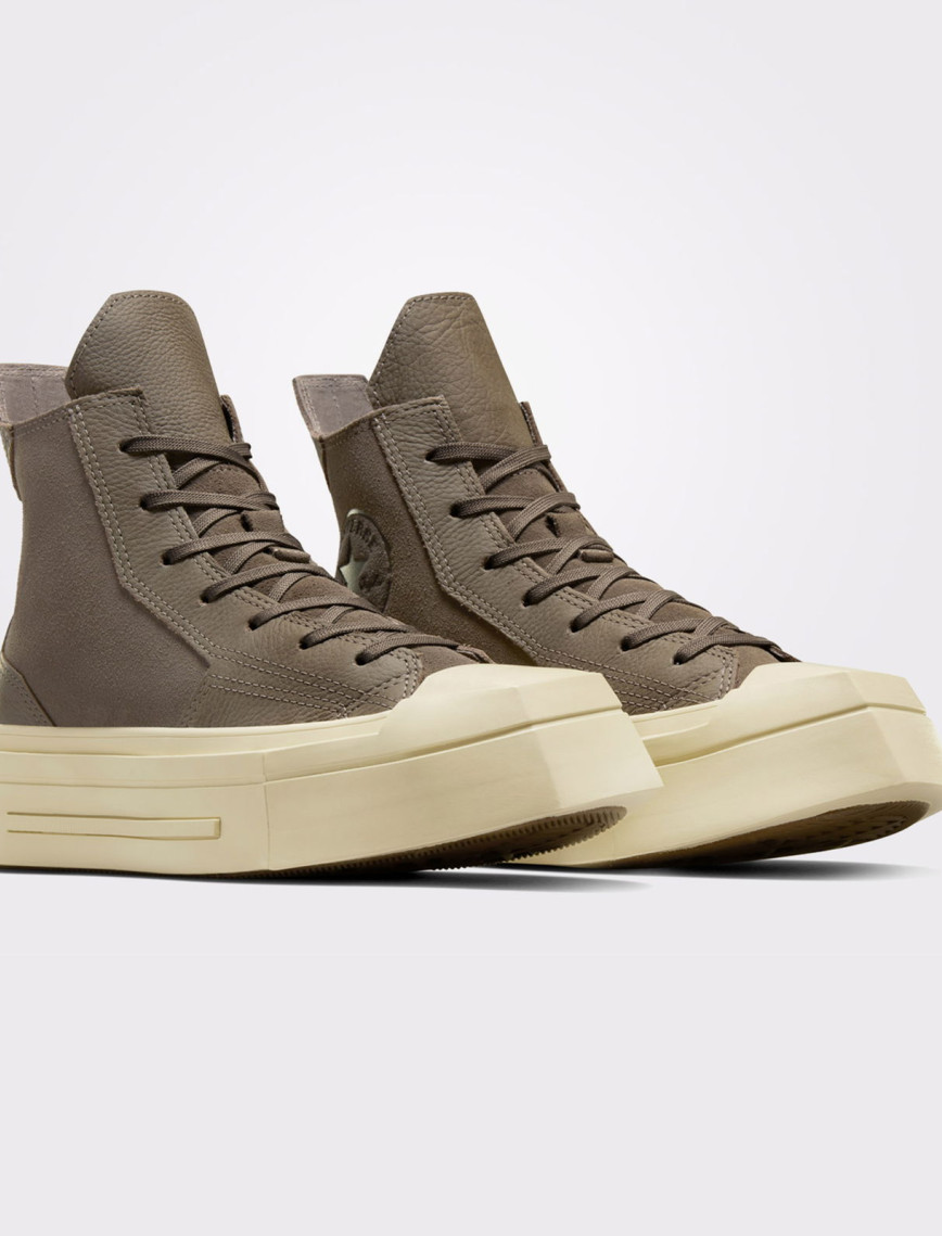 Converse Chuck 70 De Luxe Squared Unisex Haki Deri Platform Sneaker Converse Chuck 70 De Luxe Squared Unisex Haki Deri Platform Sneaker