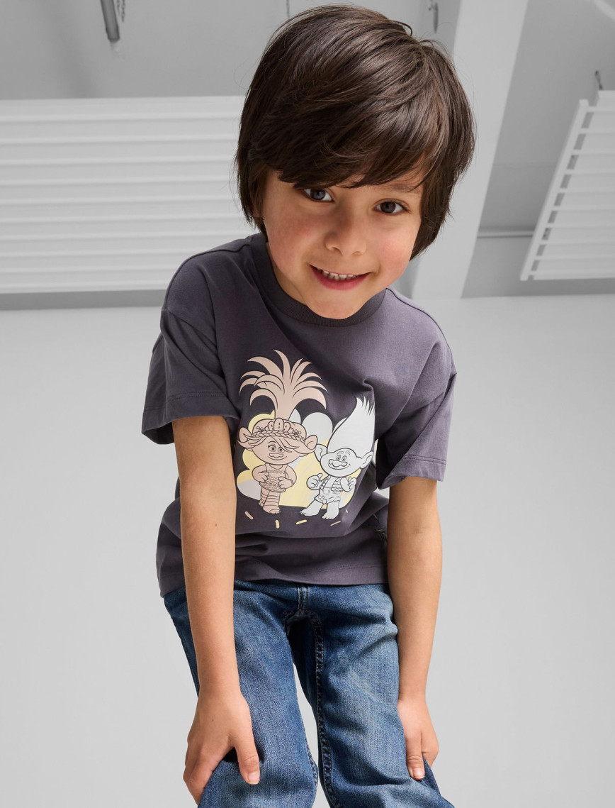 Puma X Trolls Graphic Çocuk Gri T-Shirt