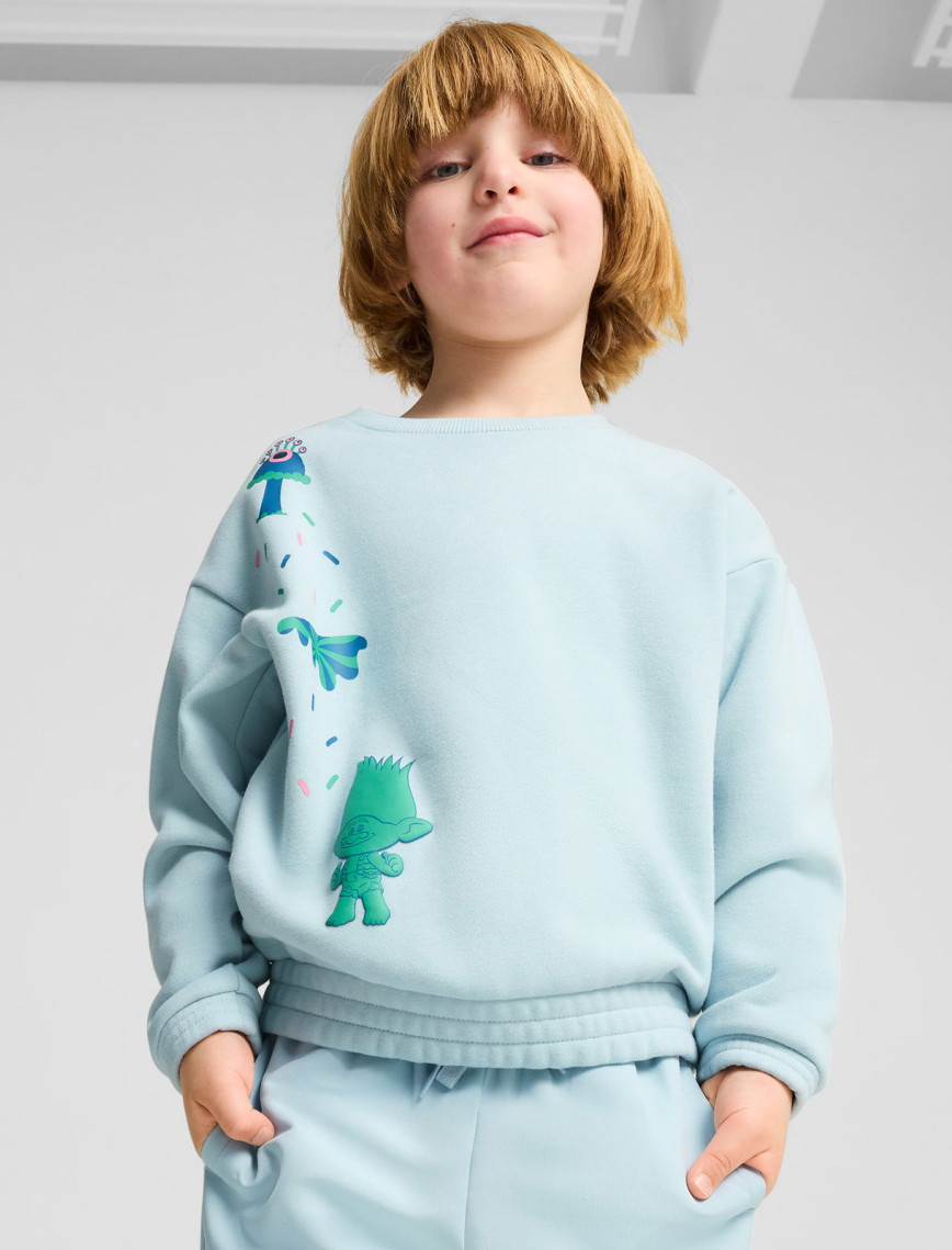 Puma X Trolls Graphic Crew Çocuk Mavi Sweatshirt Puma X Trolls Graphic Crew Çocuk Mavi Sweatshirt
