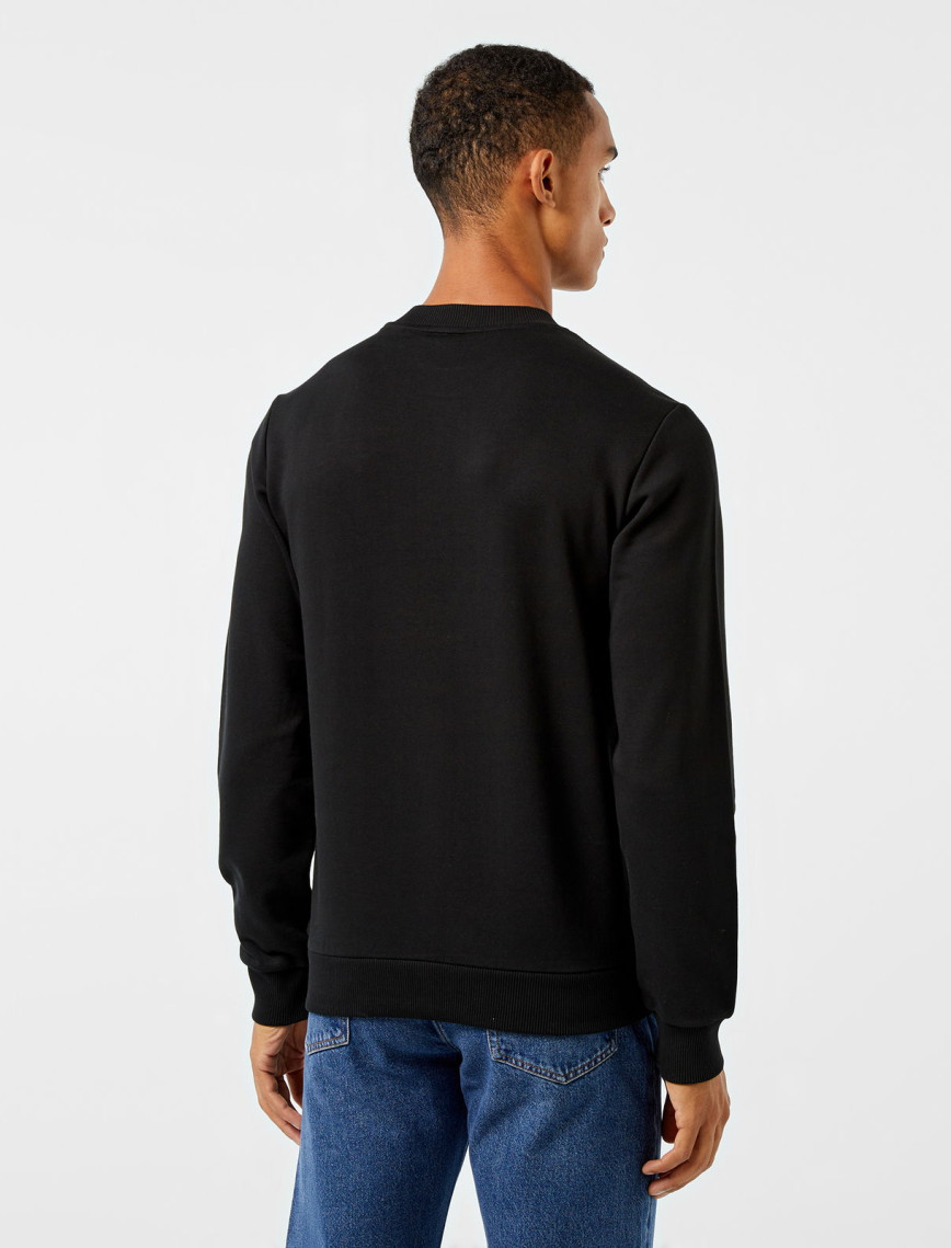 Lacoste Erkek Regular Fit Bisiklet Yaka Baskılı Siyah Sweatshirt