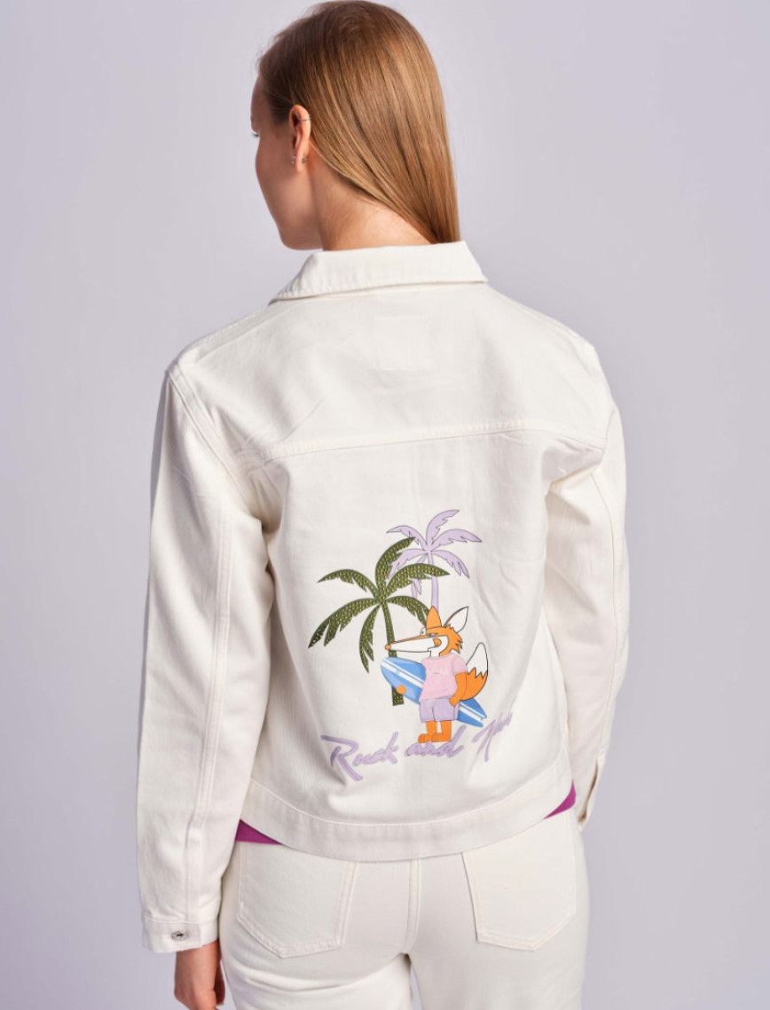 Beyaz Kadın Kot Ceket Beyaz Kadın Kot Ceket