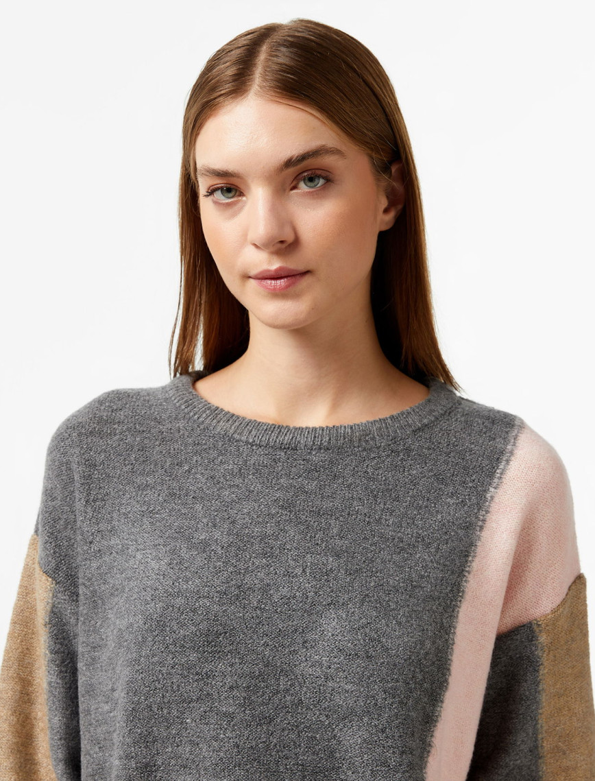 Nautica Kadın Gri Renk Bloklu Regular Fit Triko Nautica Kadın Gri Renk Bloklu Regular Fit Triko