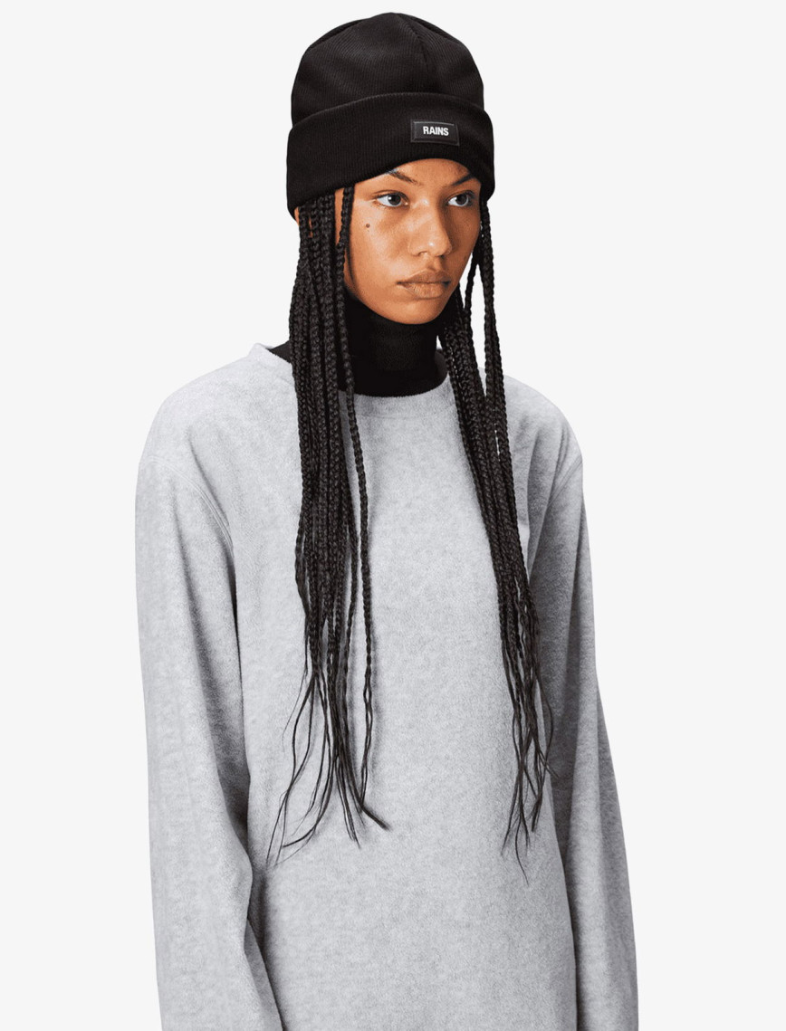 Rains Ribbed Fleece Beanie T1 Unisex Siyah Bere Rains Ribbed Fleece Beanie T1 Unisex Siyah Bere