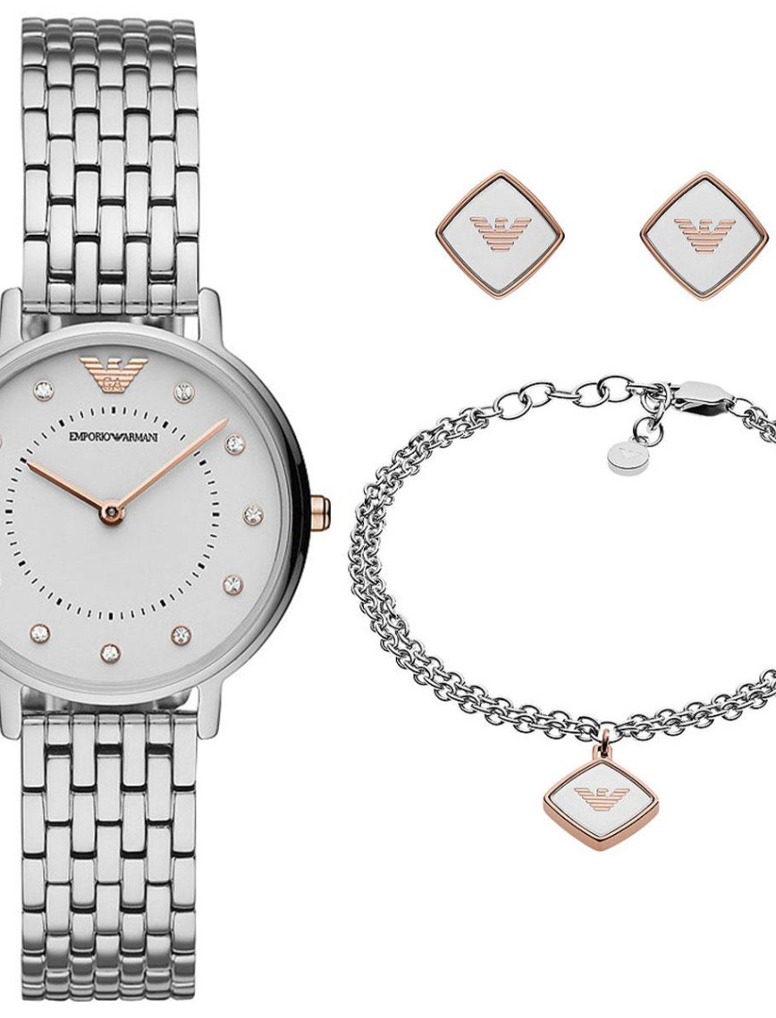 Emporio Armani AR80023 Kadın Kol Saati Bileklik ve Küpe Seti Emporio Armani AR80023 Kadın Kol Saati Bileklik ve Küpe Seti