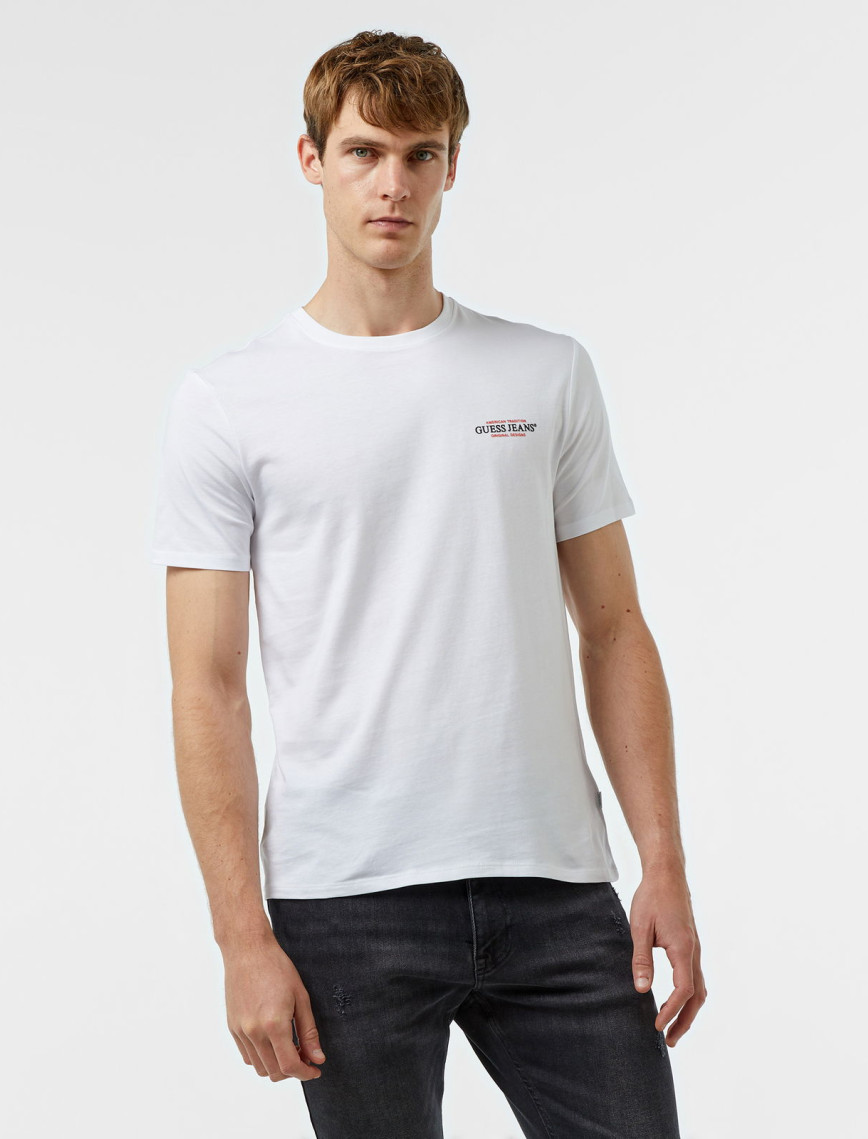 Guess Slim America Organic Cotton 160Gsm Erkek Beyaz T-Shirt Guess Slim America Organic Cotton 160Gsm Erkek Beyaz T-Shirt