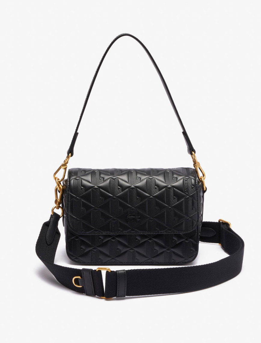 Lacoste Maheki Kadın Monogram Deri Siyah Omuz Çantası Lacoste Maheki Kadın Monogram Deri Siyah Omuz Çantası