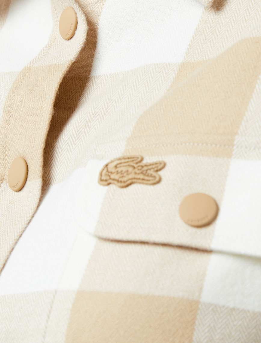 Lacoste Kadın Regular Fit Ekose Bej Gömlek Lacoste Kadın Regular Fit Ekose Bej Gömlek