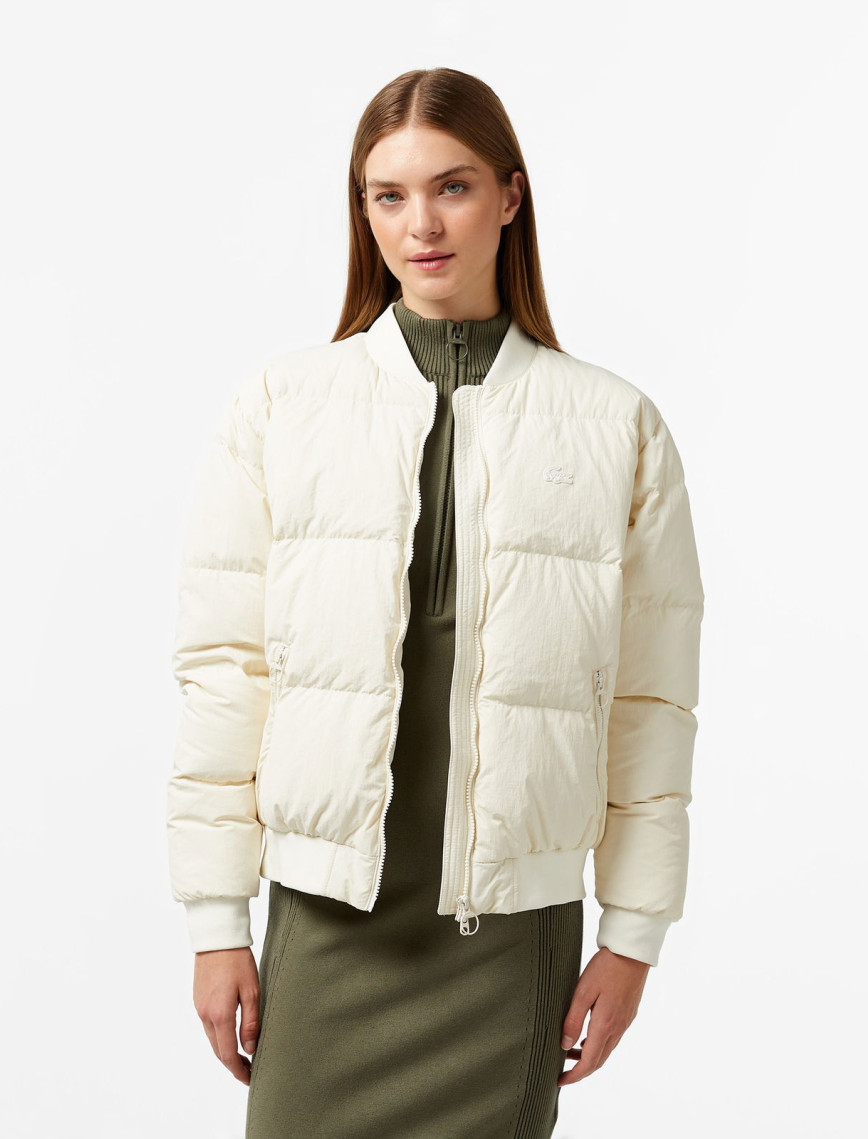 Lacoste Kadın Relaxed Fit Dik Yaka Krem Mont Lacoste Kadın Relaxed Fit Dik Yaka Krem Mont