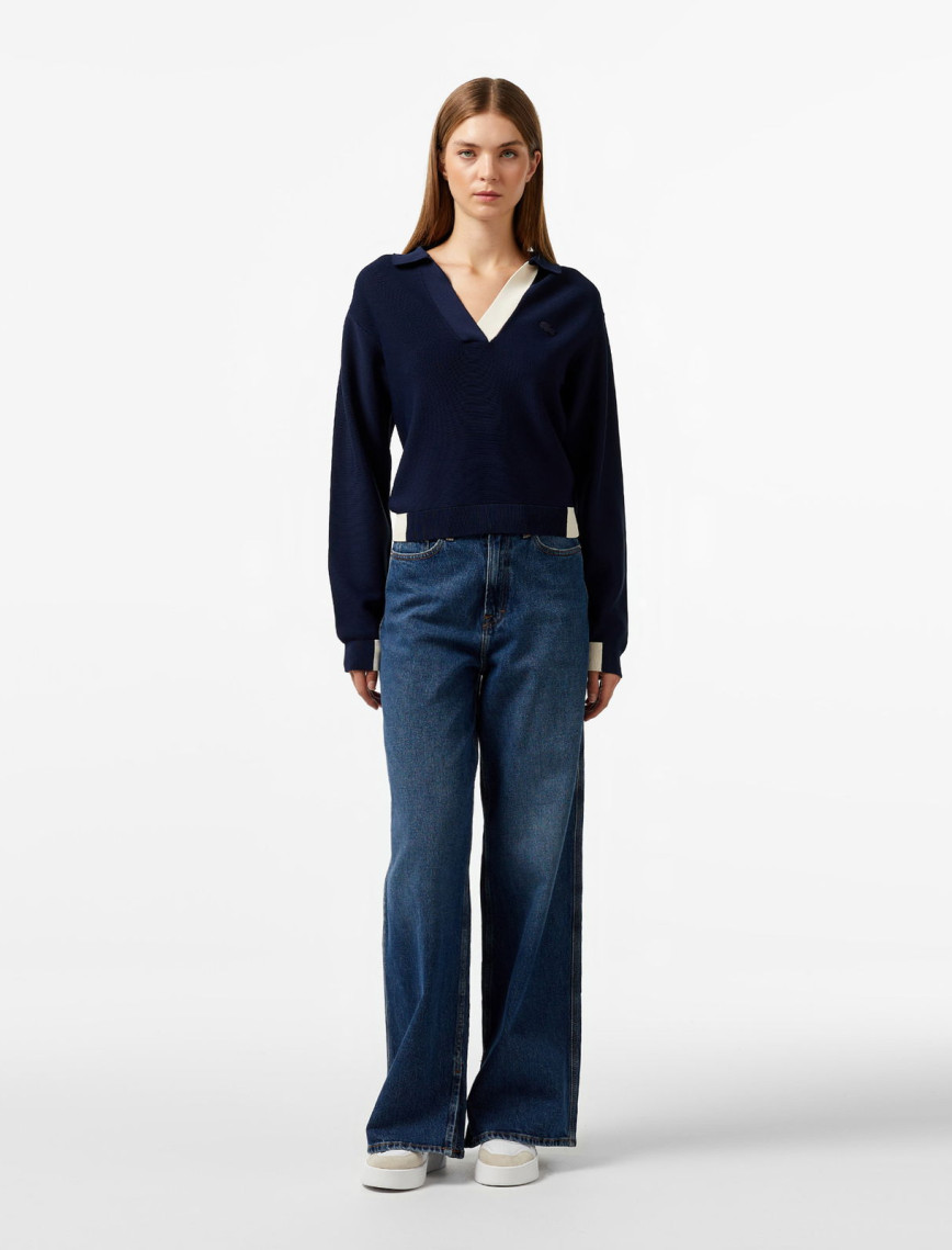 Lacoste Kadın Regular Fit Polo Yaka Krem Triko Lacoste Kadın Regular Fit Polo Yaka Krem Triko