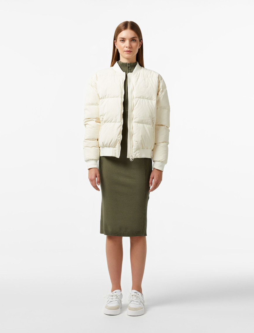 Lacoste Kadın Relaxed Fit Dik Yaka Krem Mont Lacoste Kadın Relaxed Fit Dik Yaka Krem Mont