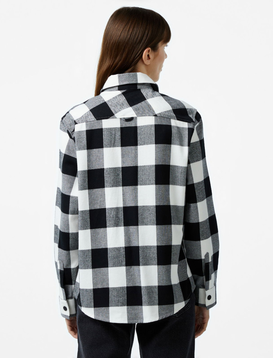 Lacoste Kadın Regular Fit Ekose Siyah Gömlek Lacoste Kadın Regular Fit Ekose Siyah Gömlek