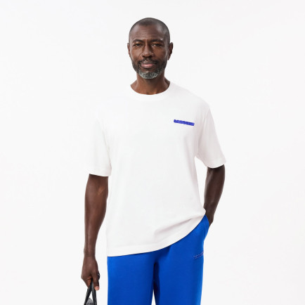 Lacoste Erkek Loose Fit Bisiklet Yaka Baskılı Beyaz T-Shirt Lacoste Erkek Loose Fit Bisiklet Yaka Baskılı Beyaz T-Shirt