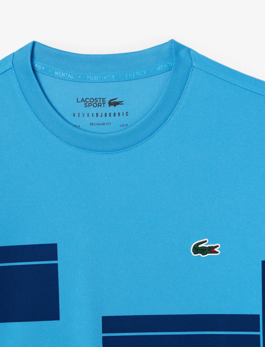 Lacoste Erkek Regular Fit Bisiklet Yaka Baskılı Mavi T-Shirt