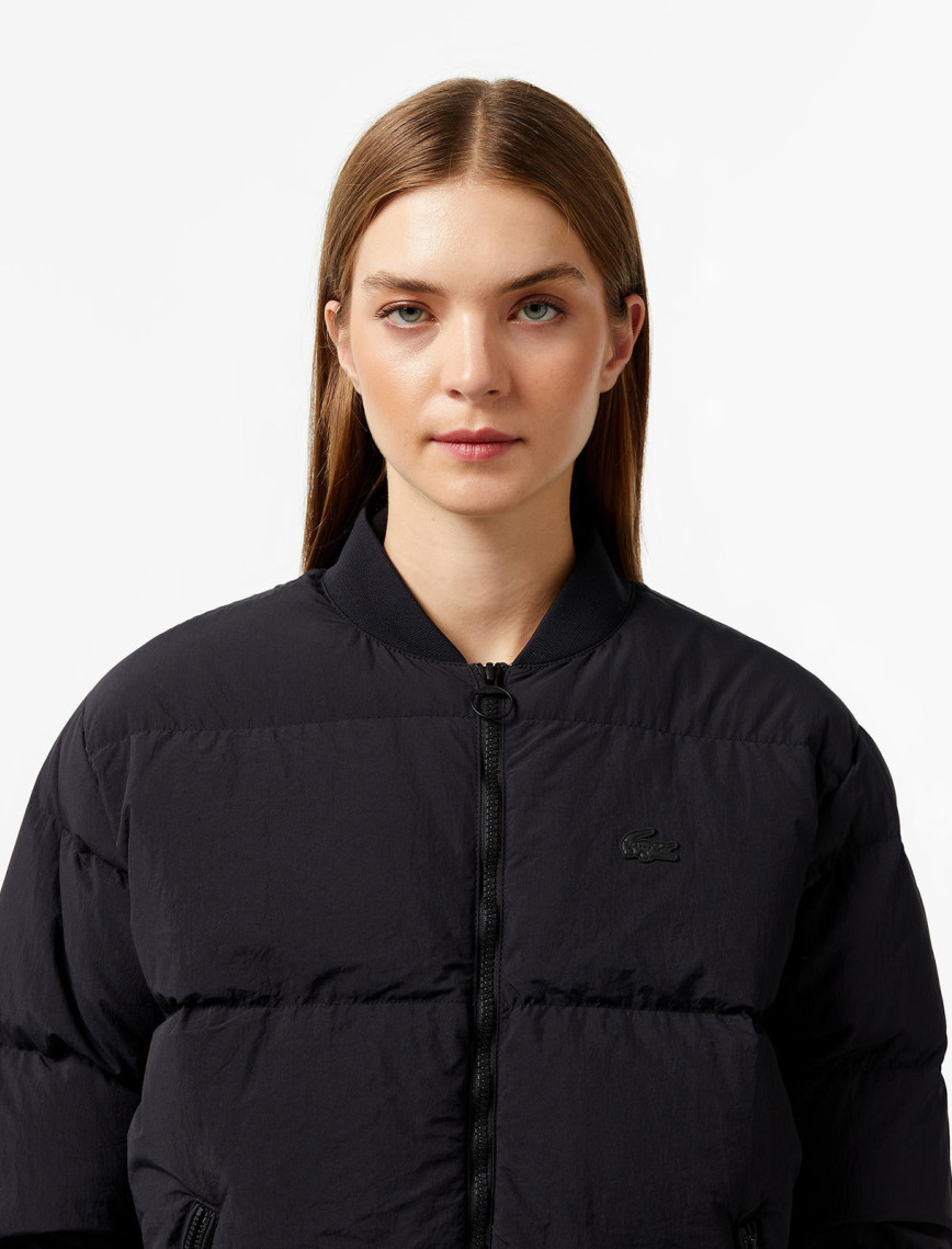 Lacoste Kadın Relaxed Fit Dik Yaka Siyah Mont Lacoste Kadın Relaxed Fit Dik Yaka Siyah Mont