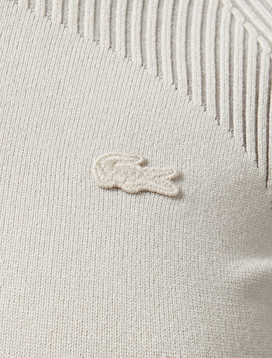 Lacoste Kadın Slim Fit Uzun Kollu Yarım Fermuarlı Gri Elbise