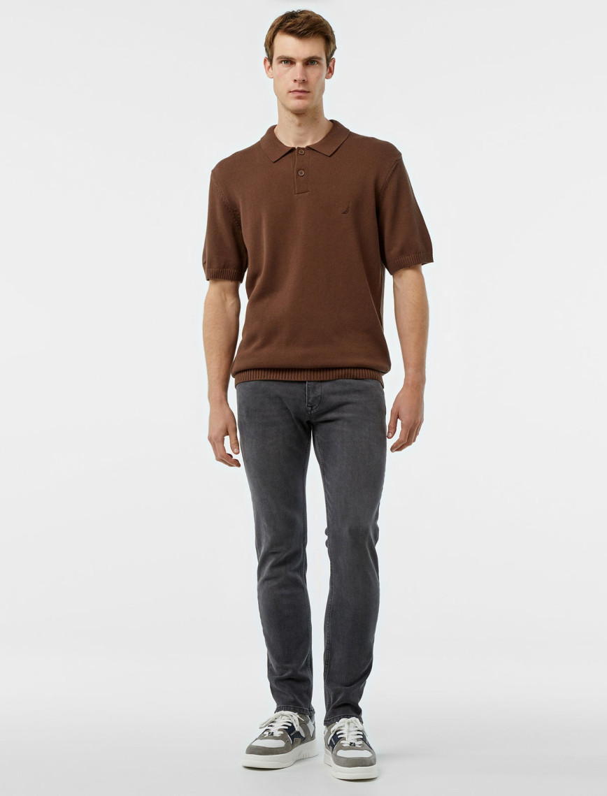Nautica Erkek Kahverengi Classic Fit Kısa Kollu Triko Nautica Erkek Kahverengi Classic Fit Kısa Kollu Triko
