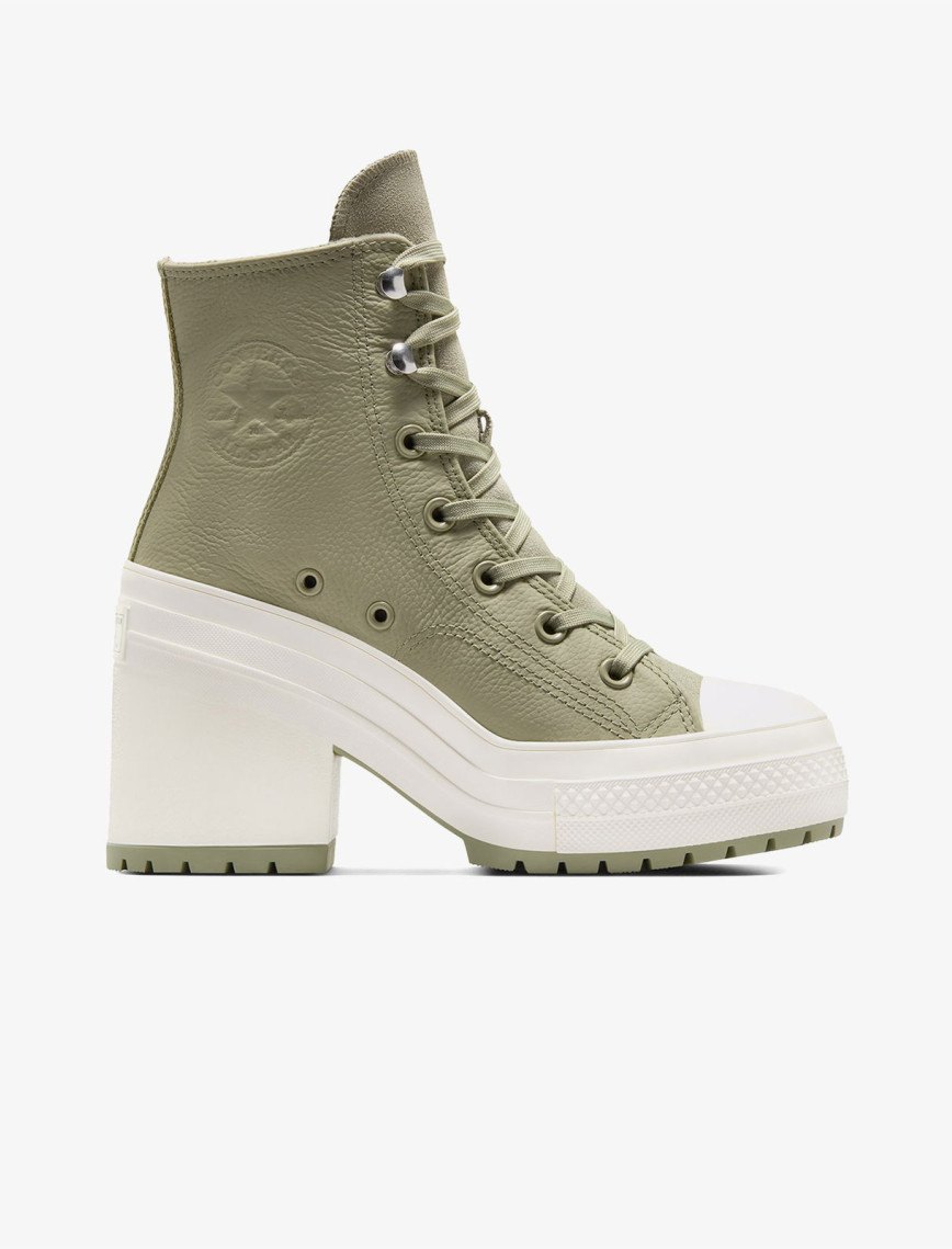 Converse Chuck 70 De Luxe Heel Unisex Haki Deri Platform Sneaker