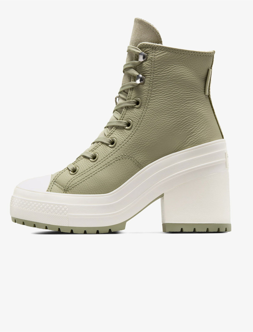 Converse Chuck 70 De Luxe Heel Unisex Haki Deri Platform Sneaker
