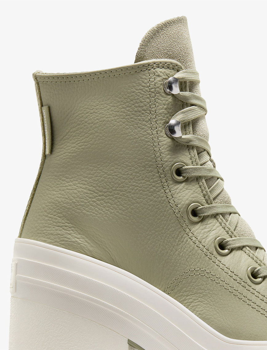 Converse Chuck 70 De Luxe Heel Unisex Haki Deri Platform Sneaker